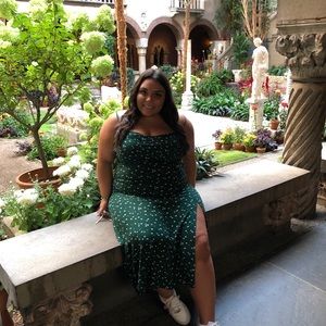 American eagle green floral dress with slit